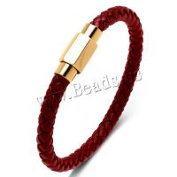 Bracelets cordon PU, cuir PU, avec acier inoxydable 316L, longueur différente pour le choix & unisexe, plus de couleurs à choisir, 6mm, Vendu par PC