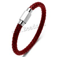 PU cavo bracciali, with 316L acciaio inox, lunghezza differente per scelta & unisex, nessuno, 6mm, Venduto da PC