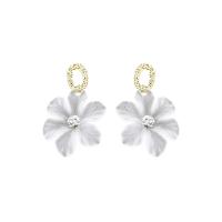 Zinc Alloy Drop Earring, met Acryl, Bloem, gold plated, voor vrouw & met strass & hol, 30x45mm, Verkocht door pair