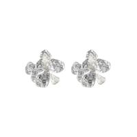 Zinc Alloy Stud Earring, Flower, sølvfarvet forgyldt, Koreansk stil & for kvinde, 28x25mm, Solgt af par