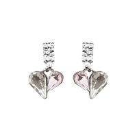 Zinc Alloy Drop Earring, Hart, silver plated, Koreaanse stijl & voor vrouw & met strass, 15x26mm, Verkocht door pair