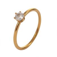 Partículas de acero anillo, chapado en oro de 18 K, diverso tamaño para la opción & micro arcilla de zirconia cúbica & para mujer, tamaño:6-8, Vendido por UD