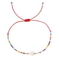 Pulsera de perlas de vidrio, Seedbead, con Cordón de nudo & Nácar, Corazón, Ajustable & para mujer, más colores para la opción, libre de níquel, plomo & cadmio, longitud aproximado 28 cm, Vendido por UD