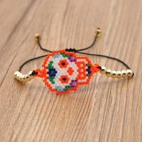 Pulsera de perlas de vidrio, Seedbead, con Cordón de nudo, Calavera, Ajustable & estilo punky & para mujer, más colores para la opción, libre de níquel, plomo & cadmio, longitud aproximado 28 cm, Vendido por UD