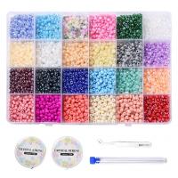 Blandet Glass Seed Beads, Glas Seed Beads, med Plastboks, du kan DIY & 24 celler, blandede farver, 190x130x21mm, Solgt af Box