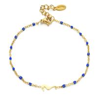 Bijoux bracelet en acier inoxydable, Acier inoxydable 304, avec 4cm chaînes de rallonge, hippocampe, Style bohème & pour femme & émail, plus de couleurs à choisir, Longueur Environ 16 cm, Vendu par PC