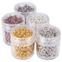 Iron Jewelry Beads with Plastic Box Round plated DIY mixed colors nickel lead & cadmium free Sold By Set