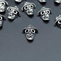 Zink Alloy Skull hängen, silver pläterad, Hållbar & DIY, silver, nickel, bly och kadmium gratis, 15x14mm, Ca 100PC/Bag, Säljs av Bag