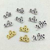 Zinklegierung Buchstaben Anhänger, Zahl, plattiert, Bruchbeweis & DIY & verschiedene Stile für Wahl, keine, frei von Nickel, Blei & Kadmium, ca. 100PCs/Tasche, verkauft von Tasche