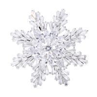 Cubic Zirconia Broche, metal, Copo de Nieve, micro arcilla de zirconia cúbica & para mujer, plateado, libre de níquel, plomo & cadmio, 38mm, Vendido por UD