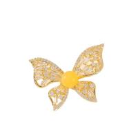 Cubic Zirconia Broche, metal, Mariposa, Joyería & cera de abejas imitación & micro arcilla de zirconia cúbica & para mujer, dorado, libre de níquel, plomo & cadmio, 33x29mm, Vendido por UD