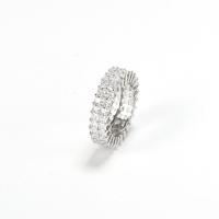 Brass Finger Ring platinum plated & micro pave cubic zirconia & for woman US Ring Sold By PC