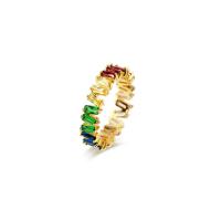 Messing Finger Ring, gold plated, verschillende grootte voor keus & micro pave zirconia & voor vrouw, Maat:5-9, Verkocht door PC