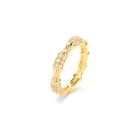 Brass Finger Ring plated Unisex & micro pave cubic zirconia US Ring Sold By PC