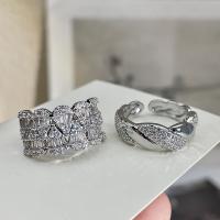 Messing fingerring, forskellige stilarter for valg & Micro Pave cubic zirconia & for kvinde, nikkel, bly & cadmium fri, Solgt af PC