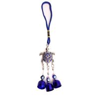 Windgong Outdoor en Home Decoration, Zinc Alloy, met Lampwork, Zeeschildpad, plated, boze oog patroon & met strass, blauw, nikkel, lood en cadmium vrij, Lengte 23.5 cm, Verkocht door PC