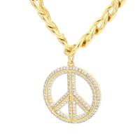 Cubic Zircon Micro Pave Brass Necklace Peace Logo plated micro pave cubic zirconia & for woman nickel lead & cadmium free 24mm Length Approx 45 cm Sold By PC