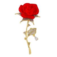 Cubic Zirconia Broche, metal, Rosa, Joyería & micro arcilla de zirconia cúbica & para mujer, Rojo, libre de níquel, plomo & cadmio, 30x60mm, Vendido por UD