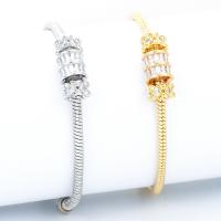 Messing Armbanden, plated, verstelbaar & micro pave zirconia & voor vrouw, meer kleuren voor de keuze, nikkel, lood en cadmium vrij, 9x17mm, Lengte Ca 17 cm, Verkocht door PC