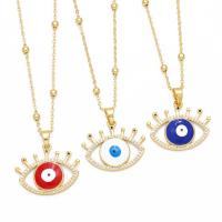 Evil Eye Smycken Collier, Mässing, med 5cm extender kedja, mode smycken & micro bana cubic zirconia & emalj, fler färger för val, nickel, bly och kadmium gratis, 29x29mm, Längd 45 cm, Säljs av PC