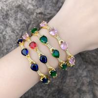 Pulseras de latón, metal, Joyería & micro arcilla de zirconia cúbica, más colores para la opción, libre de níquel, plomo & cadmio, 8mm, longitud 6.6 cm, Vendido por UD