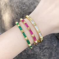 Bracelets en laiton, bijoux de mode & pavé de micro zircon, plus de couleurs à choisir, protéger l'environnement, sans nickel, plomb et cadmium, 5mm, Longueur 6.6 cm, Vendu par PC