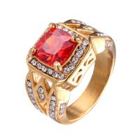 Acier titane bague, Motif géométrique, Placage, unisexe & normes différentes pour le choix & avec strass, plus de couleurs à choisir, Taille:7-13, Vendu par PC