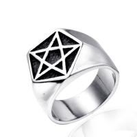 Titan Stål Finger Ring, Star, Vintage & olika storlek för val & för människan, ursprungliga färgen, 18mm, Storlek:7-13, Säljs av PC