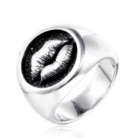 Titan Stål Finger Ring, Lip, punk stil & olika storlek för val & för människan, ursprungliga färgen, 18mm, Storlek:7-13, Säljs av PC