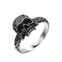 Titan Stål Finger Ring, Skull, punk stil & olika storlek för val & för människan, ursprungliga färgen, 11mm, Storlek:7-13, Säljs av PC