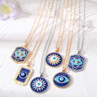 Cinko lydinys Karoliai, su 2inch Extender grandinės, Evil Eye, padengtą, unisex & įvairių stilių pasirinkimas & emalė, Ilgis Apytiksliai 19.7 Inch, Pardavė PC