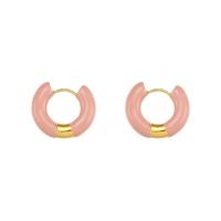 304 roestvrij staal Huggie Hoop Earring, Donut, verschillende stijlen voor de keuze & voor vrouw & glazuur, Verkocht door pair