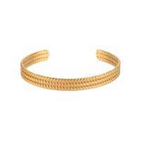 316L rozsdamentes acél Cuff Bangle, valódi aranyozott, állítható & különböző stílusokat a választás & a nő, 47x61mm, Által értékesített PC