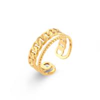 acero inoxidable 304 Anillo de dedo Cuff, chapado en oro de 18 K, ajustable & diferentes estilos para la opción & para mujer & hueco, tamaño:6-8, Vendido por UD