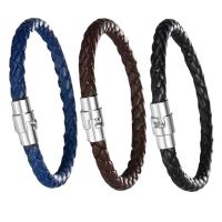 cuir PU bracelet, avec Acier inoxydable 304, bijoux de mode & unisexe, plus de couleurs à choisir, 8mm, Longueur Environ 8.5 pouce, Vendu par PC