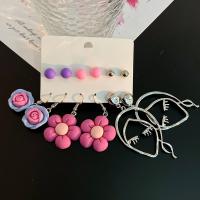 Pendientes de Acrílico, con aleación de zinc, pulido, 6 piezas & Joyería & para mujer, Vendido por Set