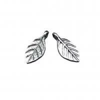 Pendentifs feuilles en alliage de zinc , Plaqué de couleur d'argent, Vintage & DIY, protéger l'environnement, sans nickel, plomb et cadmium, 8x16mm, Environ 100PC/sac, Vendu par sac