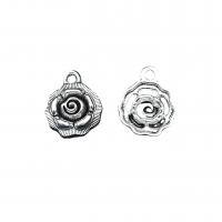 Zinc Alloy Flower Pendants Rose antique silver color plated vintage & DIY nickel lead & cadmium free Approx Sold By Bag