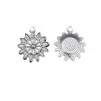 Pendentifs fleurs en alliage de zinc, Chrysamthemum, Plaqué de couleur d'argent, Vintage & DIY, protéger l'environnement, sans nickel, plomb et cadmium, 22x19mm, Environ 100PC/sac, Vendu par sac