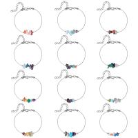 Bracelets en laiton, avec pierre gemme, 12 Signes du Zodiaque, Placage de couleur platine, pour femme, plus de couleurs à choisir, protéger l'environnement, sans nickel, plomb et cadmium, Longueur Environ 16-22 cm, Vendu par PC