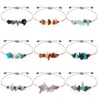 Trendy Wax cord armbanden, met Edelsteen, Onregelmatige, handgemaakt, Bohemien stijl & verstelbaar & voor vrouw, meer kleuren voor de keuze, Lengte Ca 15-30 cm, Verkocht door PC