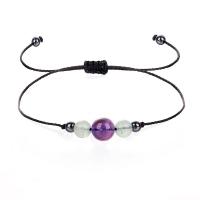 Moda creare braccialetti cavo cera, corda di cera, with fluorite & ametista, Irregolare, fatto a mano, regolabile & per la donna, Adjustable size,max.30cm, Venduto da PC