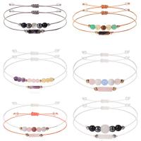 Casal pulseira e bracelete, Fio de cera, with misto de pedras semi-preciosas, Irregular, feito à mão, 2 peças & ajustável, Mais cores pare escolha, Adjustable size,max.30cm, vendido por Defina