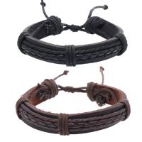 PU Leather Cord Bracelets with Wax Cord handmade vintage & adjustable & for man Length Approx 18-23 cm Sold By PC