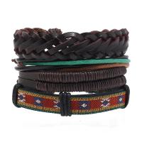 PU Leather Cord Bracelets vintage & 4 pieces & adjustable & for man Length Approx 18 cm Sold By Set