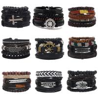 Bracelets cordon PU, cuir PU, avec alliage de zinc, Placage, Vintage & 4 pièces & réglable & pour homme, plus de couleurs à choisir, Longueur Environ 18-23 cm, Vendu par fixé