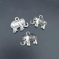 In lega di zinco animali pendenti, lega in zinco, Elefante, placcato argento antico, Sostenibile & DIY, assenza di nichel,piombo&cadmio, 22x19mm, Appross. 100PC/borsa, Venduto da borsa