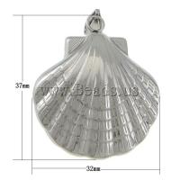 Bijoux pendentifs en acier inoxydable , Acier inoxydable 316, coquille, couleur originale, 32x37x14.50mm, Trou:Environ 3.5x8.8mm, Vendu par PC