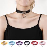 Mode Collier Choker, cuir PU, avec acier inoxydable, bijoux de mode & pour femme, plus de couleurs à choisir, 20mm, Longueur Environ 42 cm, Vendu par PC