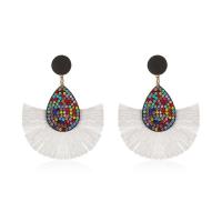 Pendientes de Aleación de Zinc, paño, con aleación de zinc, chapado, Joyería & para mujer & con diamantes de imitación, más colores para la opción, 73x60mm, Vendido por Par